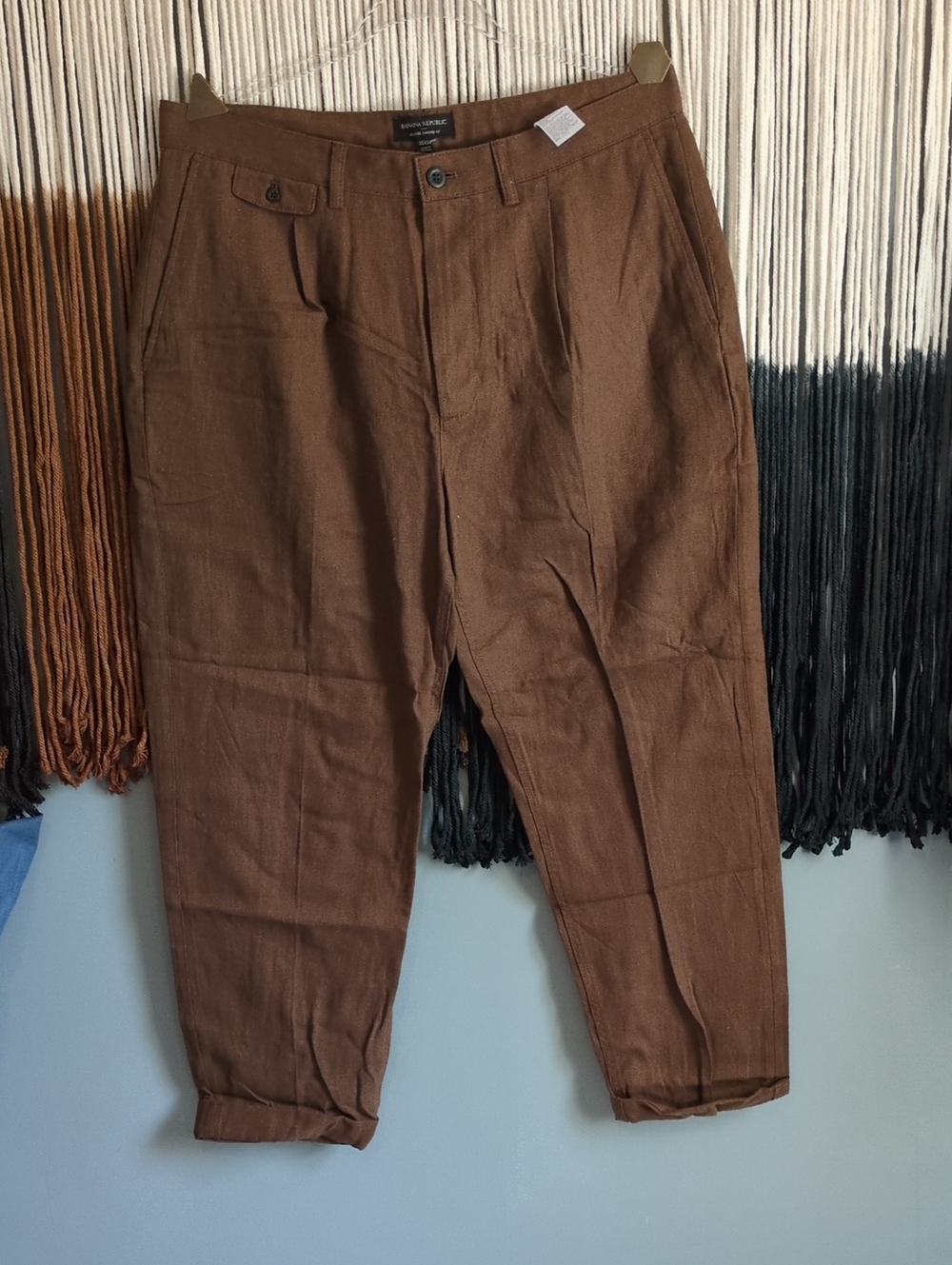 Banana Republic Men's Brown Linen-Blend Chinos 35x34